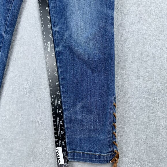 White House Black Market Skinny Jeans Womens Size 10 The Skimmer Tassel Hem Blue - Picture 10 of 13